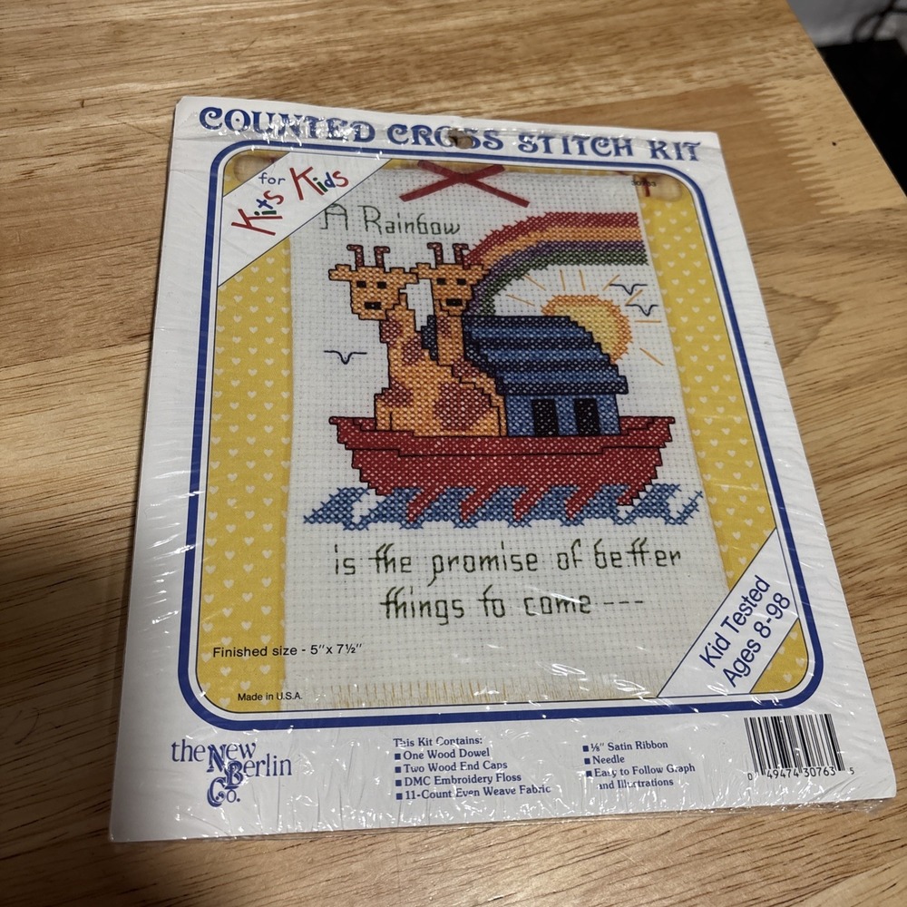 Vintage, New Berlin Co. Cross Stitch Kit, Missing Needle and Ribbon